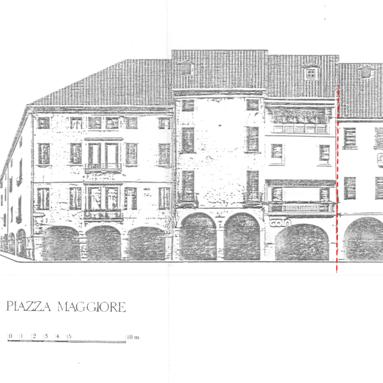 Disegno di facciata, 1980 - civico 2 @ Piazza Maggiore - facciate