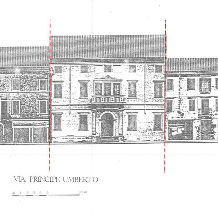 Disegno di facciata,1980 - civico 58 @ Via Principe Umberto 56 - 58
